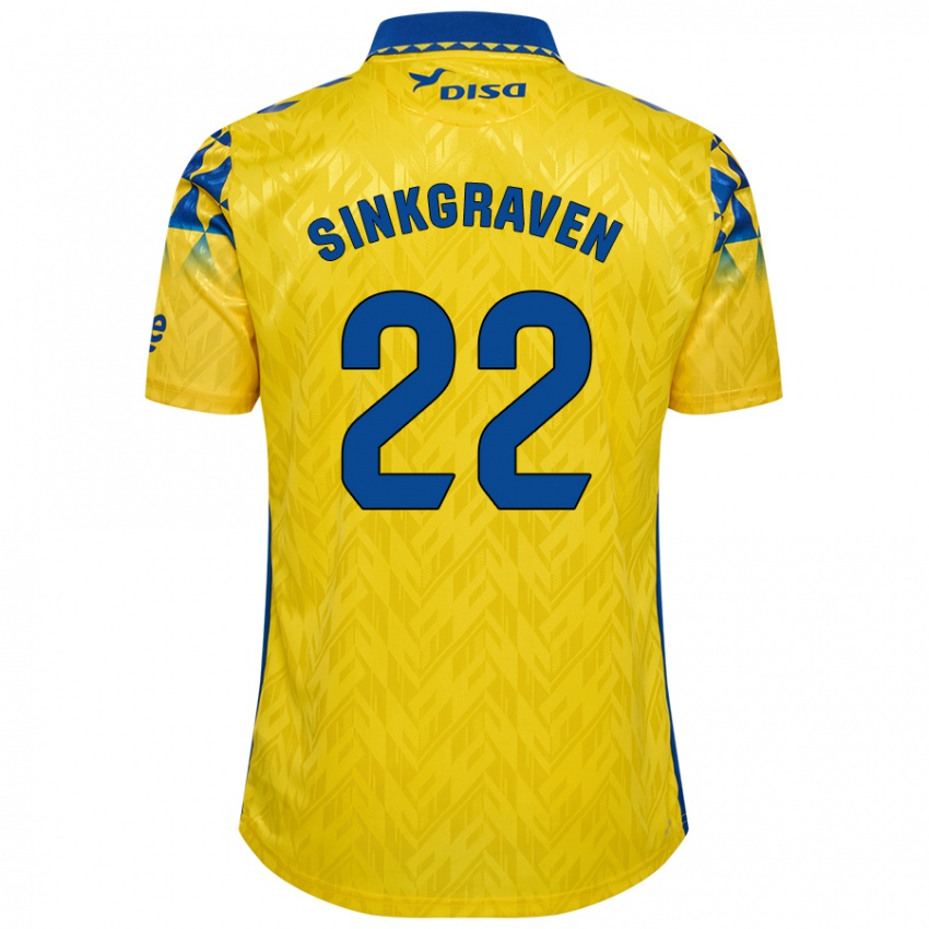 Dames Daley Sinkgraven #22 Geel Blauw Thuisshirt Thuistenue 2024/25 T-Shirt