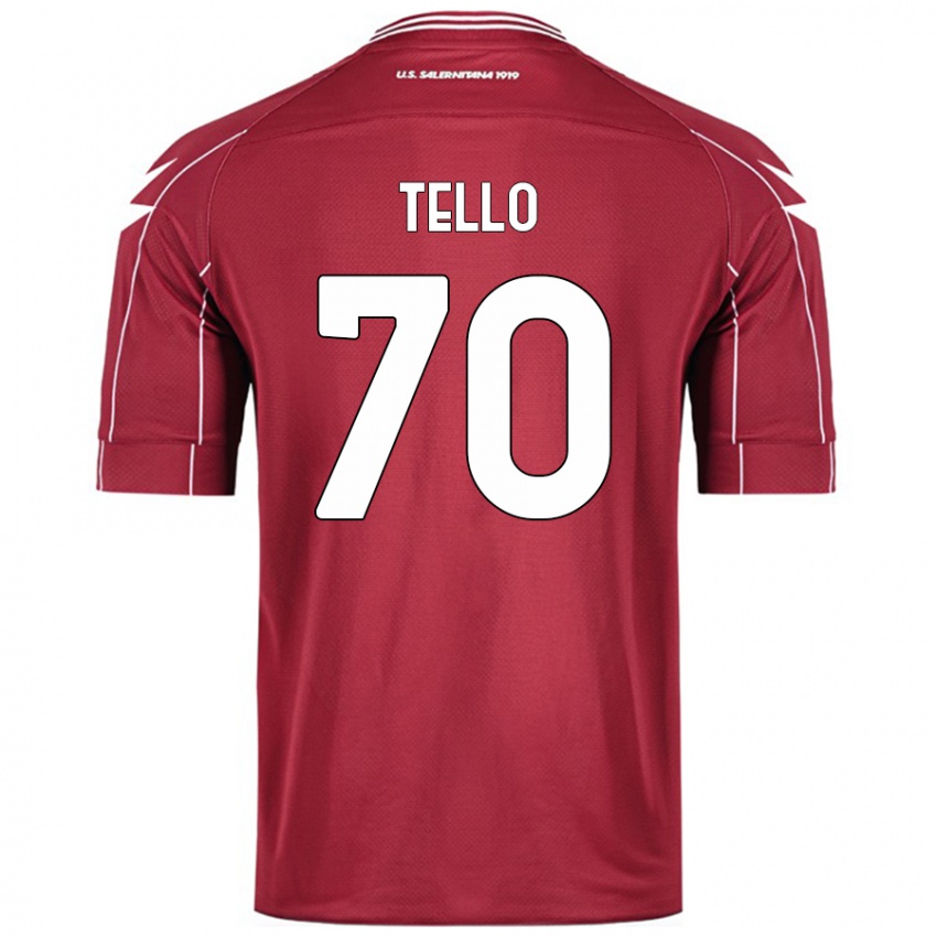 Dames Andrés Tello #70 Bordeauxrood Thuisshirt Thuistenue 2024/25 T-Shirt