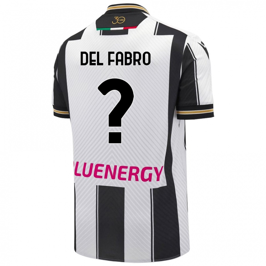 Dames Jacopo Del Fabro #0 Wit Zwart Thuisshirt Thuistenue 2024/25 T-Shirt