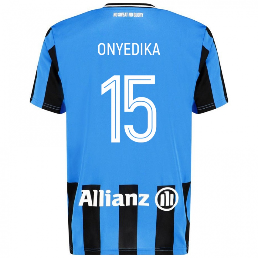 Dames Raphael Onyedika #15 Hemelsblauw Zwart Thuisshirt Thuistenue 2024/25 T-Shirt