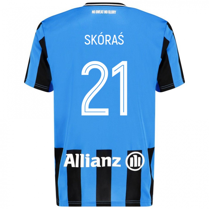 Dames Michal Skoras #21 Hemelsblauw Zwart Thuisshirt Thuistenue 2024/25 T-Shirt