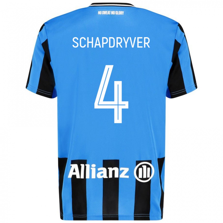 Dames Emely Schapdryver #4 Hemelsblauw Zwart Thuisshirt Thuistenue 2024/25 T-Shirt