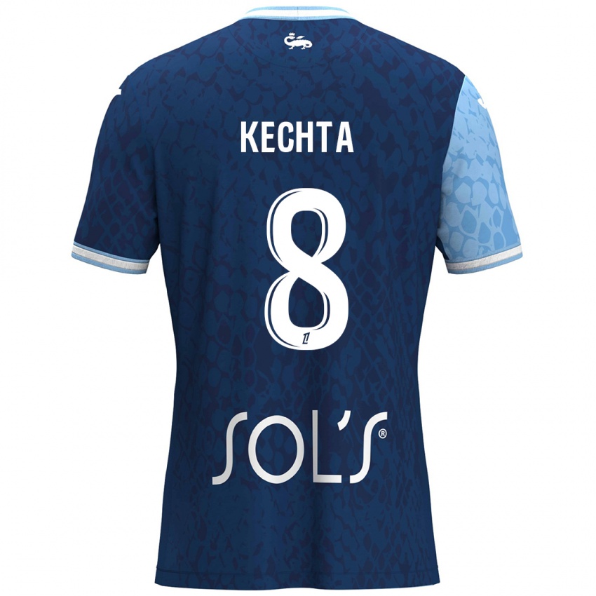 Dames Yassine Kechta #8 Hemelsblauw Donkerblauw Thuisshirt Thuistenue 2024/25 T-Shirt