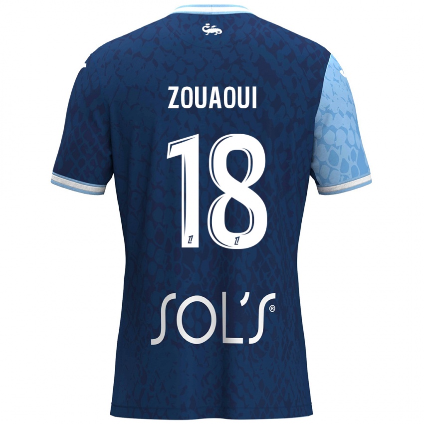 Dames Yanis Zouaoui #18 Hemelsblauw Donkerblauw Thuisshirt Thuistenue 2024/25 T-Shirt