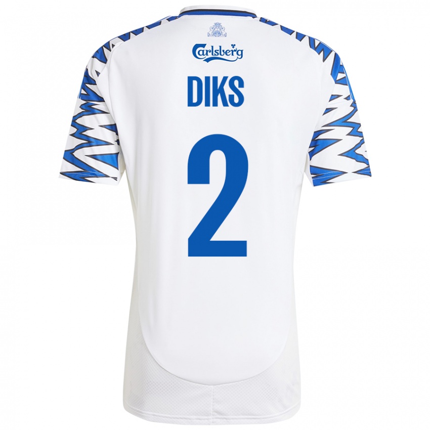 Dames Kevin Diks #2 Wit Hemelsblauw Thuisshirt Thuistenue 2024/25 T-Shirt