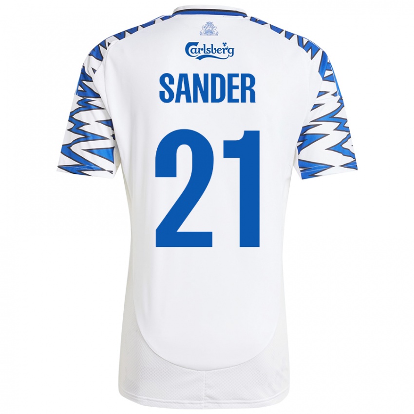 Dames Theo Sander #21 Wit Hemelsblauw Thuisshirt Thuistenue 2024/25 T-Shirt