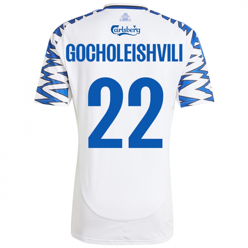 Dames Giorgi Gocholeishvili #22 Wit Hemelsblauw Thuisshirt Thuistenue 2024/25 T-Shirt