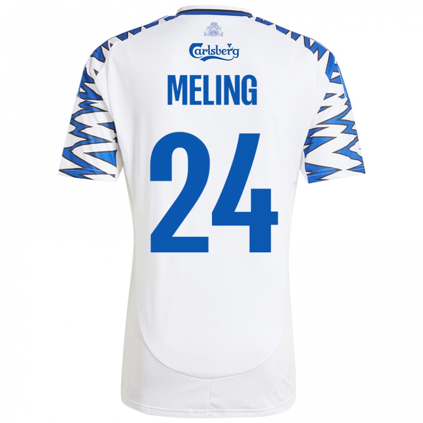 Dames Birger Meling #24 Wit Hemelsblauw Thuisshirt Thuistenue 2024/25 T-Shirt