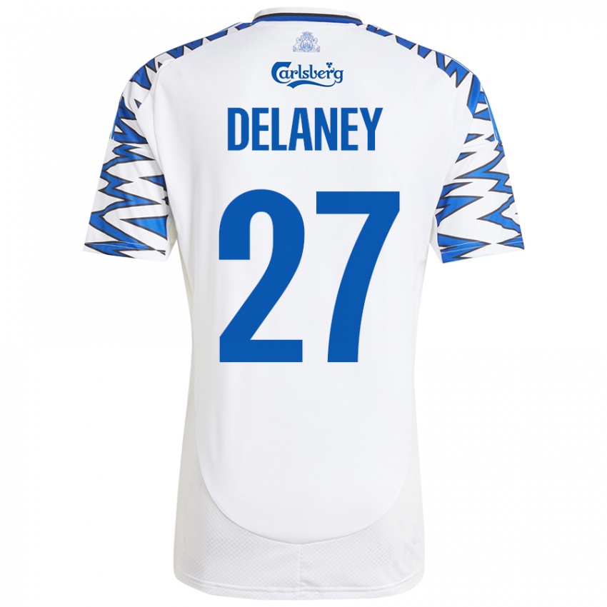 Dames Thomas Delaney #27 Wit Hemelsblauw Thuisshirt Thuistenue 2024/25 T-Shirt