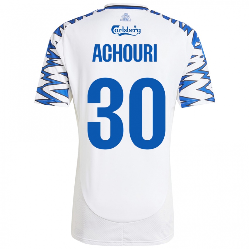 Dames Elias Achouri #30 Wit Hemelsblauw Thuisshirt Thuistenue 2024/25 T-Shirt