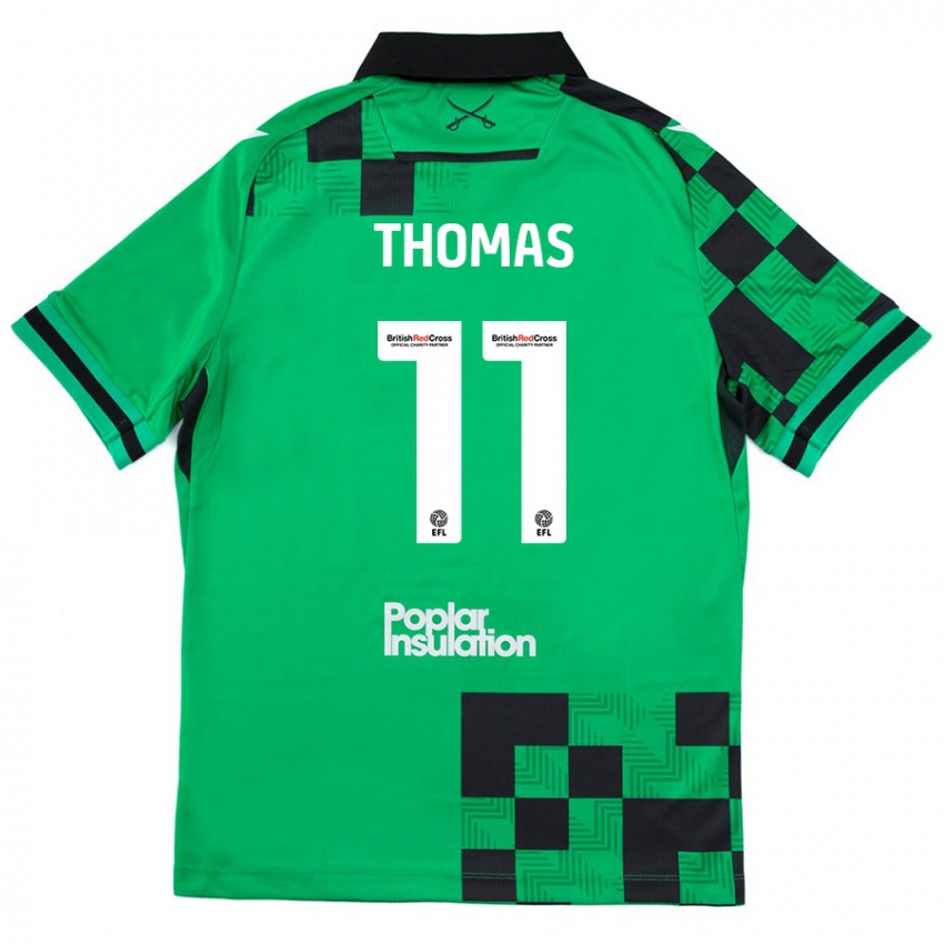 Dames Luke Thomas #11 Groen Zwart Uitshirt Uittenue 2024/25 T-Shirt