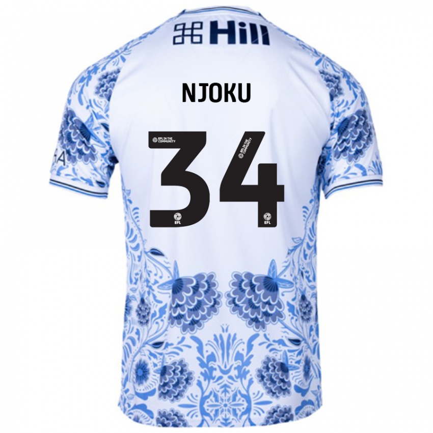 Dames Brandon Njoku #34 Wit Blauw Uitshirt Uittenue 2024/25 T-Shirt