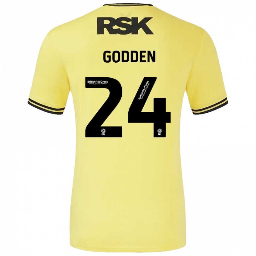 Dames Matt Godden #24 Geel Zwart Uitshirt Uittenue 2024/25 T-Shirt