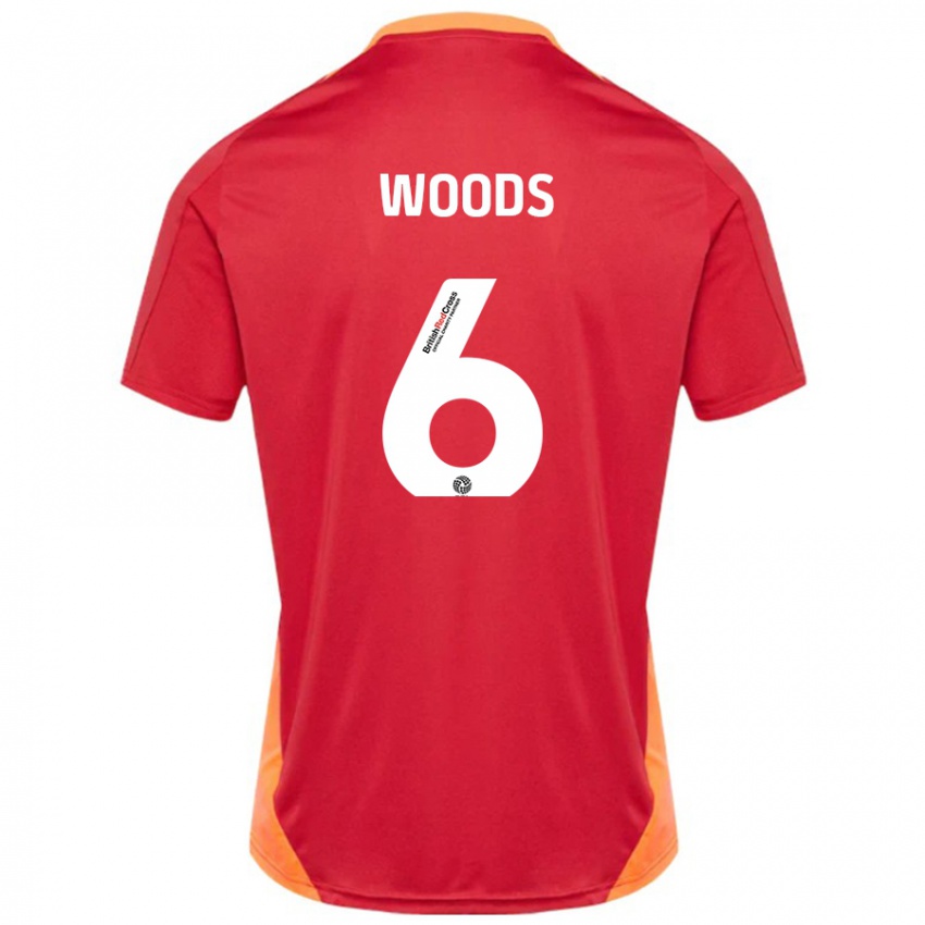 Dames Ryan Woods #6 Blauw Gebroken Wit Uitshirt Uittenue 2024/25 T-Shirt