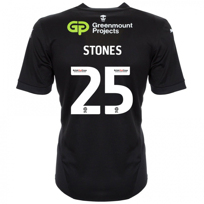 Dames Josh Stones #25 Zwart Uitshirt Uittenue 2024/25 T-Shirt