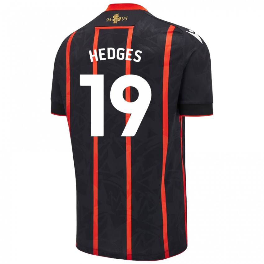 Dames Ryan Hedges #19 Zwart Rood Uitshirt Uittenue 2024/25 T-Shirt