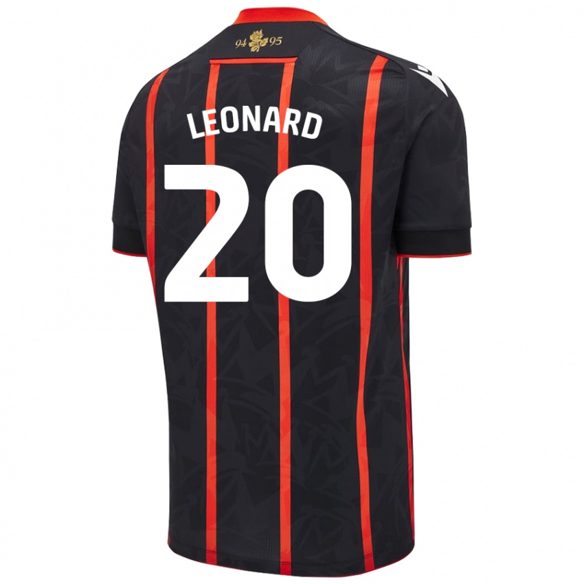 Dames Harry Leonard #20 Zwart Rood Uitshirt Uittenue 2024/25 T-Shirt