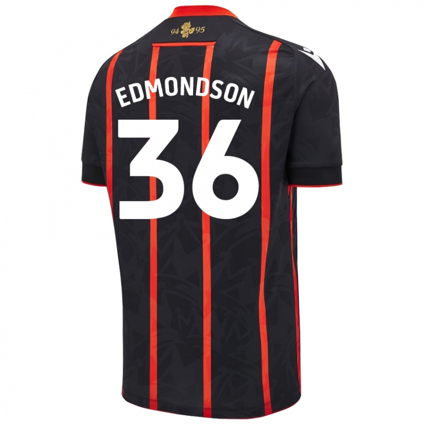 Dames James Edmondson #36 Zwart Rood Uitshirt Uittenue 2024/25 T-Shirt