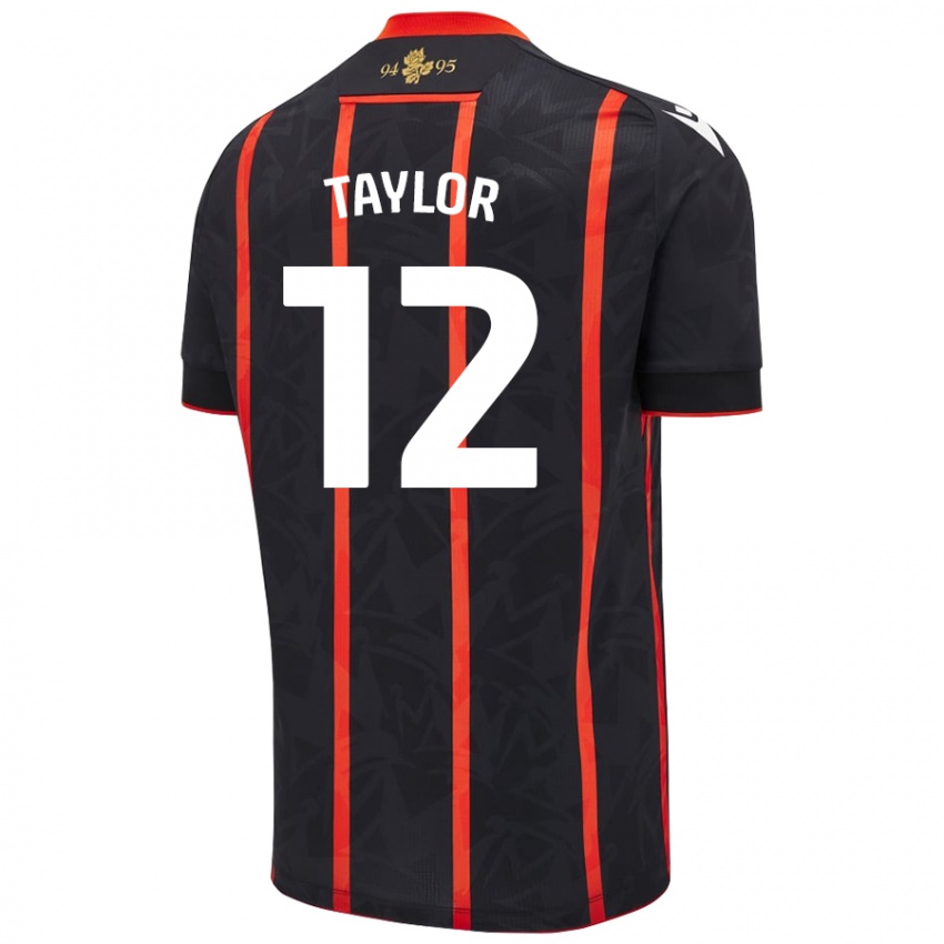 Dames Emma Taylor #12 Zwart Rood Uitshirt Uittenue 2024/25 T-Shirt