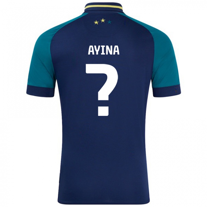 Dames Loick Ayina #0 Marineblauw Donkergroen Uitshirt Uittenue 2024/25 T-Shirt