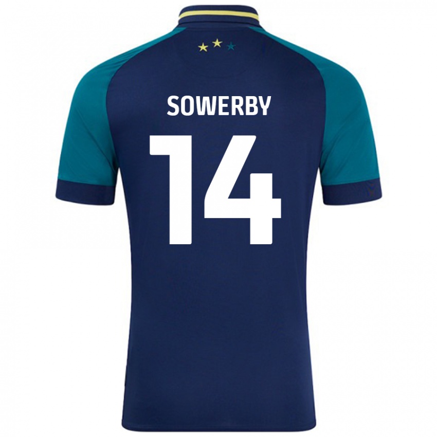 Dames Lucy Sowerby #14 Marineblauw Donkergroen Uitshirt Uittenue 2024/25 T-Shirt