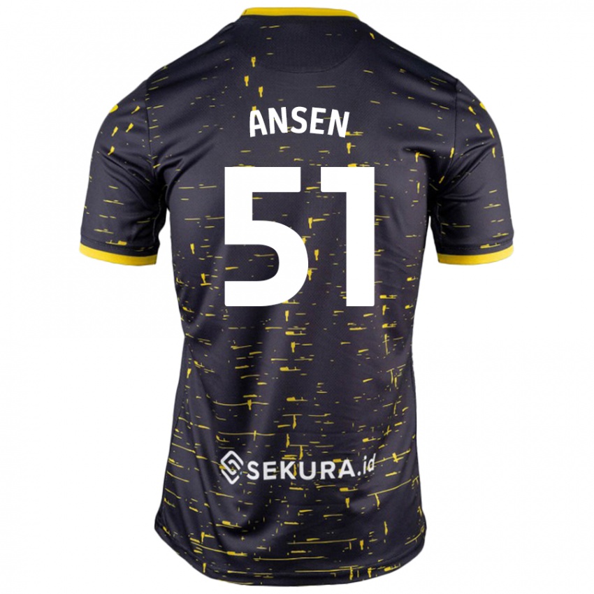 Dames Caleb Ansen #51 Zwart Geel Uitshirt Uittenue 2024/25 T-Shirt