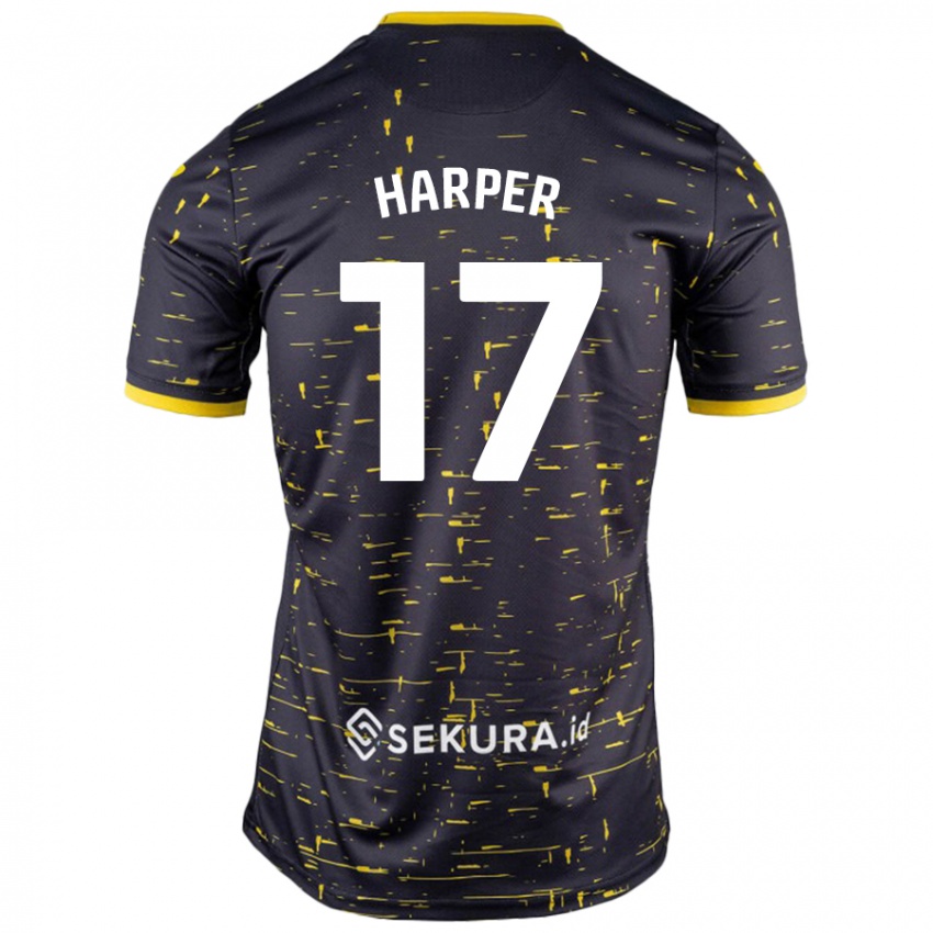 Dames Jess Harper #17 Zwart Geel Uitshirt Uittenue 2024/25 T-Shirt