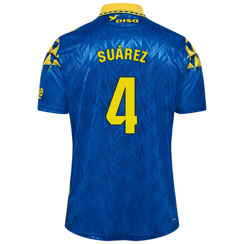 Dames Alex Suárez #4 Blauw Geel Uitshirt Uittenue 2024/25 T-Shirt