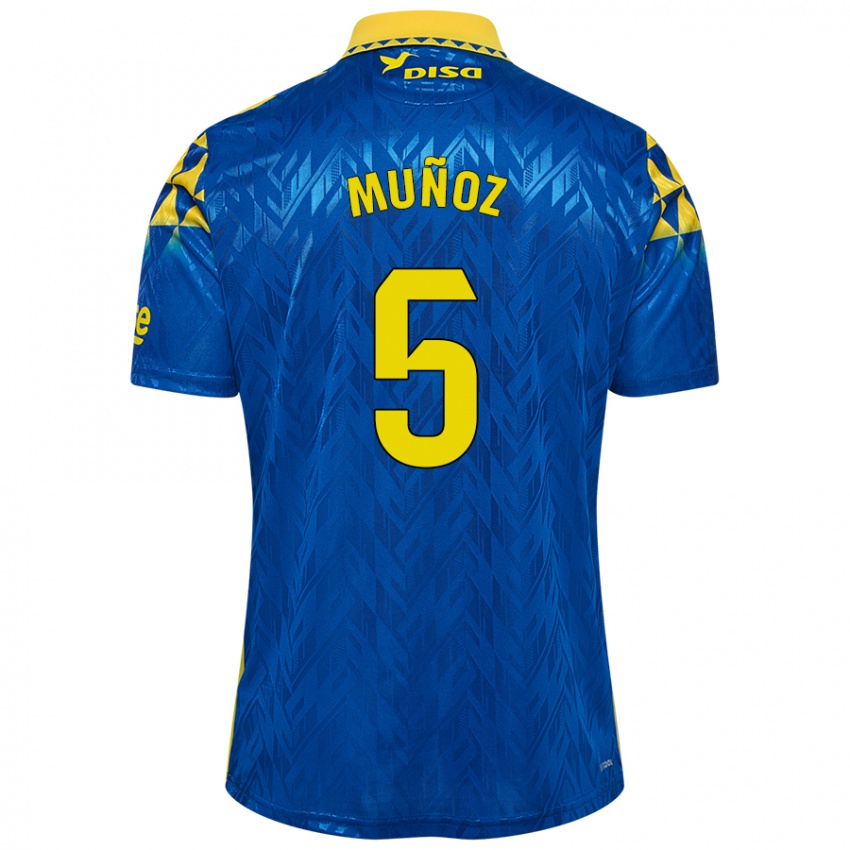 Dames Javi Muñoz #5 Blauw Geel Uitshirt Uittenue 2024/25 T-Shirt