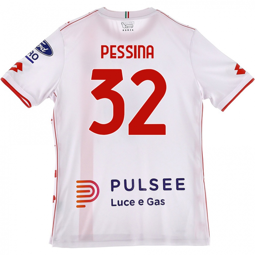 Dames Matteo Pessina #32 Wit Rood Uitshirt Uittenue 2024/25 T-Shirt