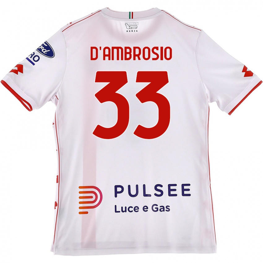 Dames Danilo D'ambrosio #33 Wit Rood Uitshirt Uittenue 2024/25 T-Shirt