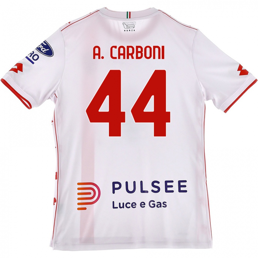 Dames Andrea Carboni #44 Wit Rood Uitshirt Uittenue 2024/25 T-Shirt