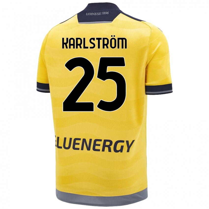 Dames Jesper Karlström #25 Goud Uitshirt Uittenue 2024/25 T-Shirt