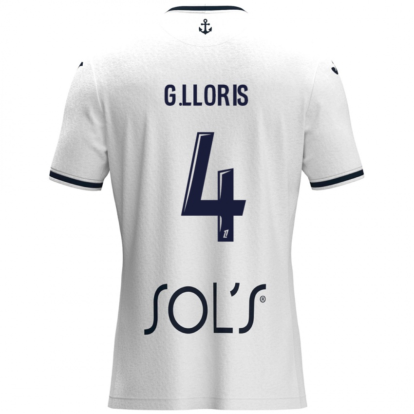 Dames Gautier Lloris #4 Wit Donkerblauw Uitshirt Uittenue 2024/25 T-Shirt