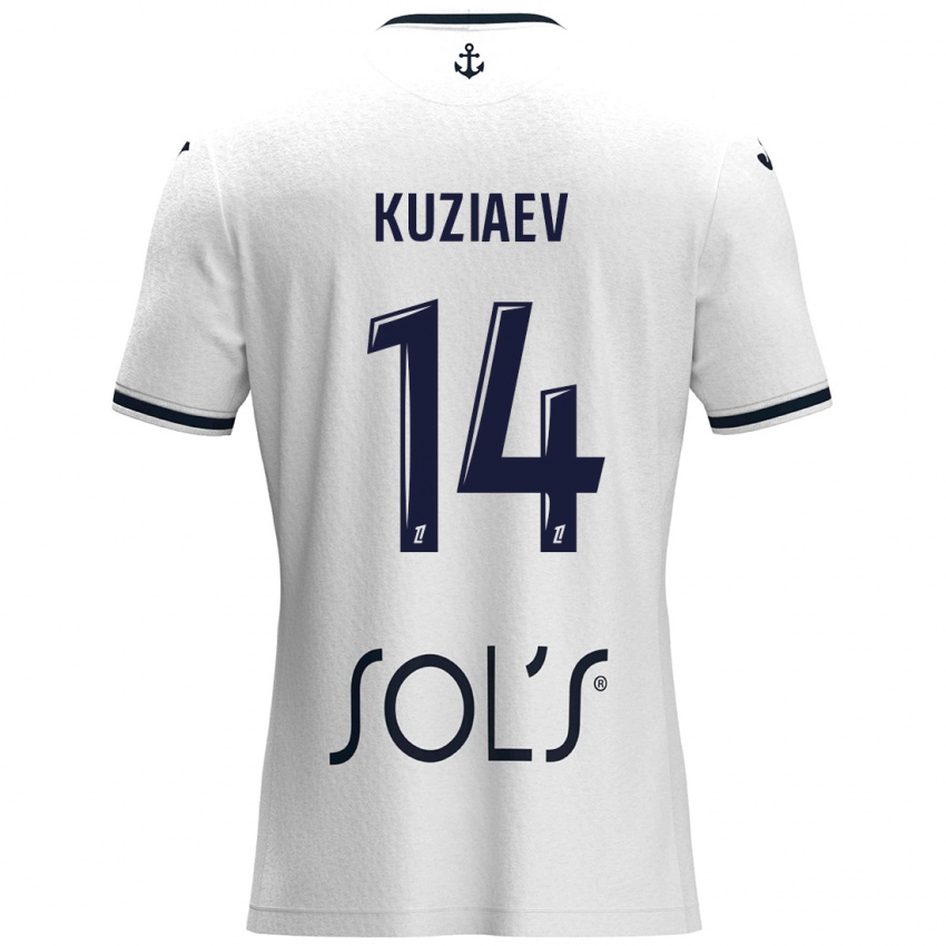 Dames Daler Kuzyaev #14 Wit Donkerblauw Uitshirt Uittenue 2024/25 T-Shirt