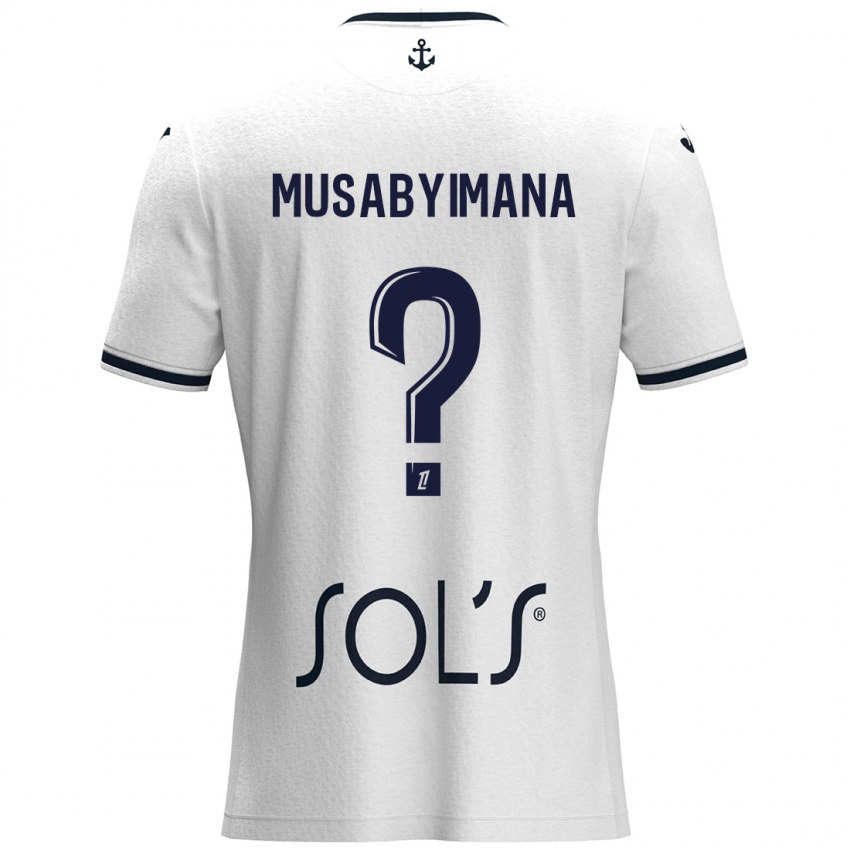 Dames Thierry Musabyimana #0 Wit Donkerblauw Uitshirt Uittenue 2024/25 T-Shirt