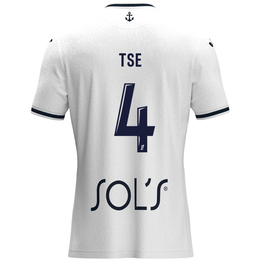 Dames Élisabeth Tsé #4 Wit Donkerblauw Uitshirt Uittenue 2024/25 T-Shirt