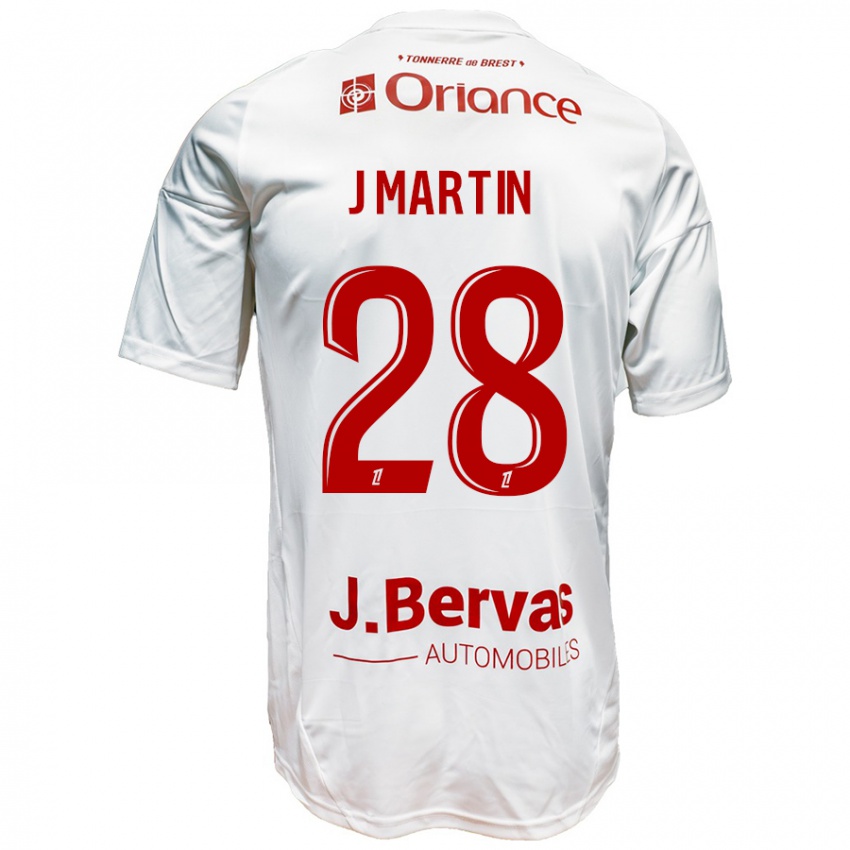 Dames Jonas Martin #28 Wit Rood Uitshirt Uittenue 2024/25 T-Shirt