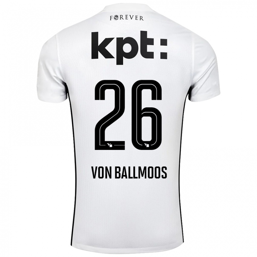 Dames David Von Ballmoos #26 Wit Zwart Uitshirt Uittenue 2024/25 T-Shirt