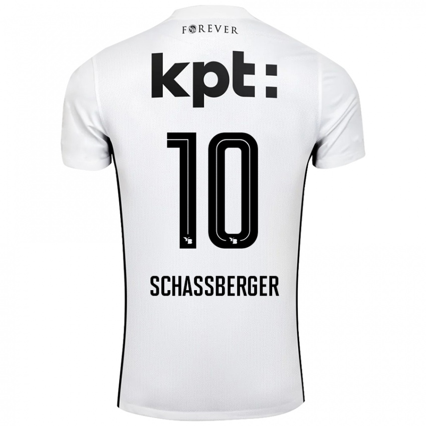 Dames Julia Schassberger #10 Wit Zwart Uitshirt Uittenue 2024/25 T-Shirt