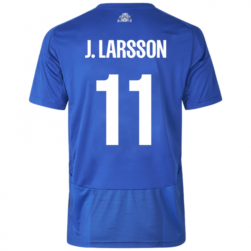 Dames Jordan Larsson #11 Wit Blauw Uitshirt Uittenue 2024/25 T-Shirt