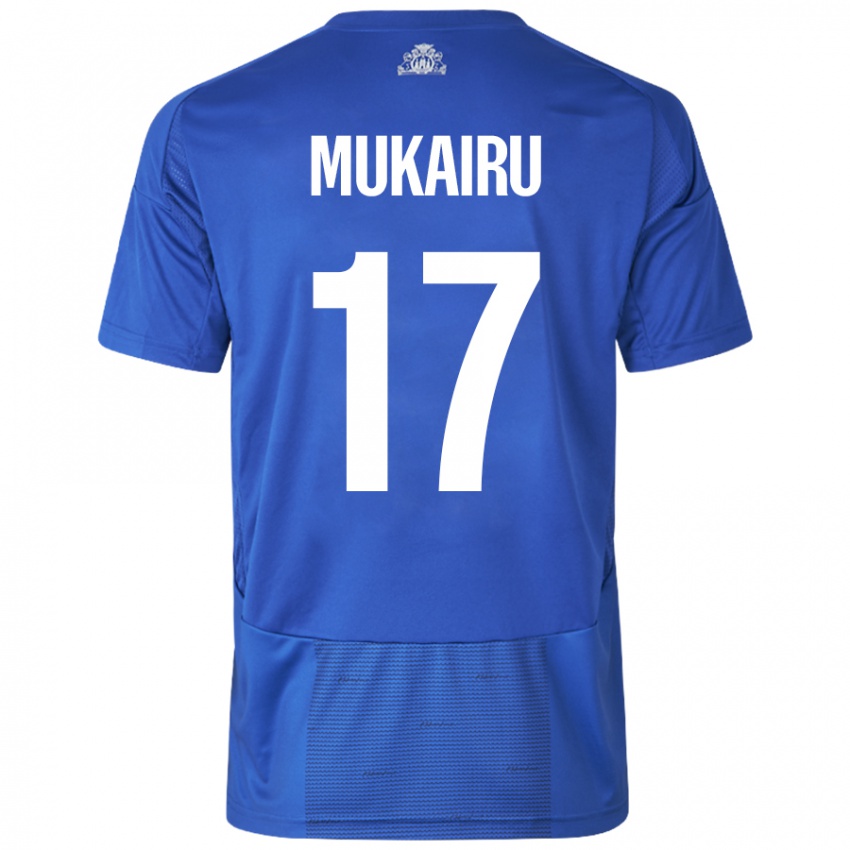 Dames Paul Mukairu #17 Wit Blauw Uitshirt Uittenue 2024/25 T-Shirt