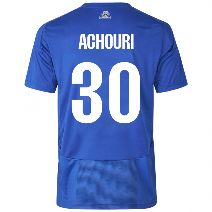 Dames Elias Achouri #30 Wit Blauw Uitshirt Uittenue 2024/25 T-Shirt