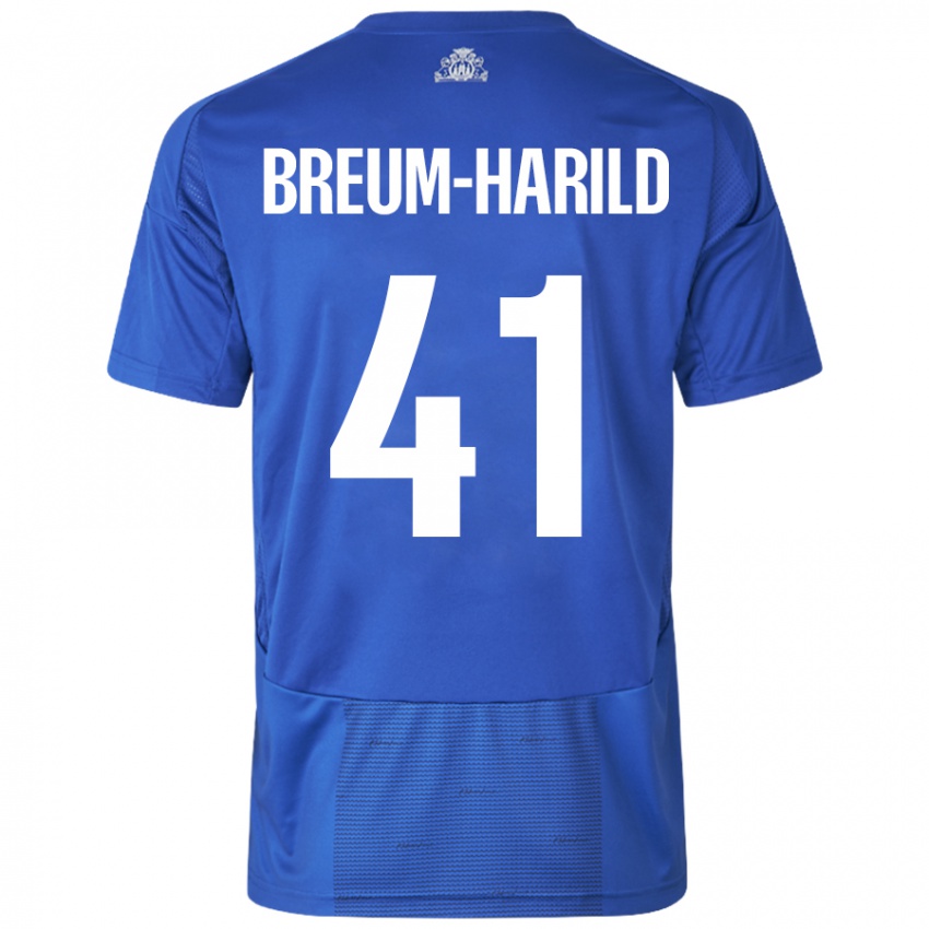 Dames Tobias Breum-Harild #41 Wit Blauw Uitshirt Uittenue 2024/25 T-Shirt