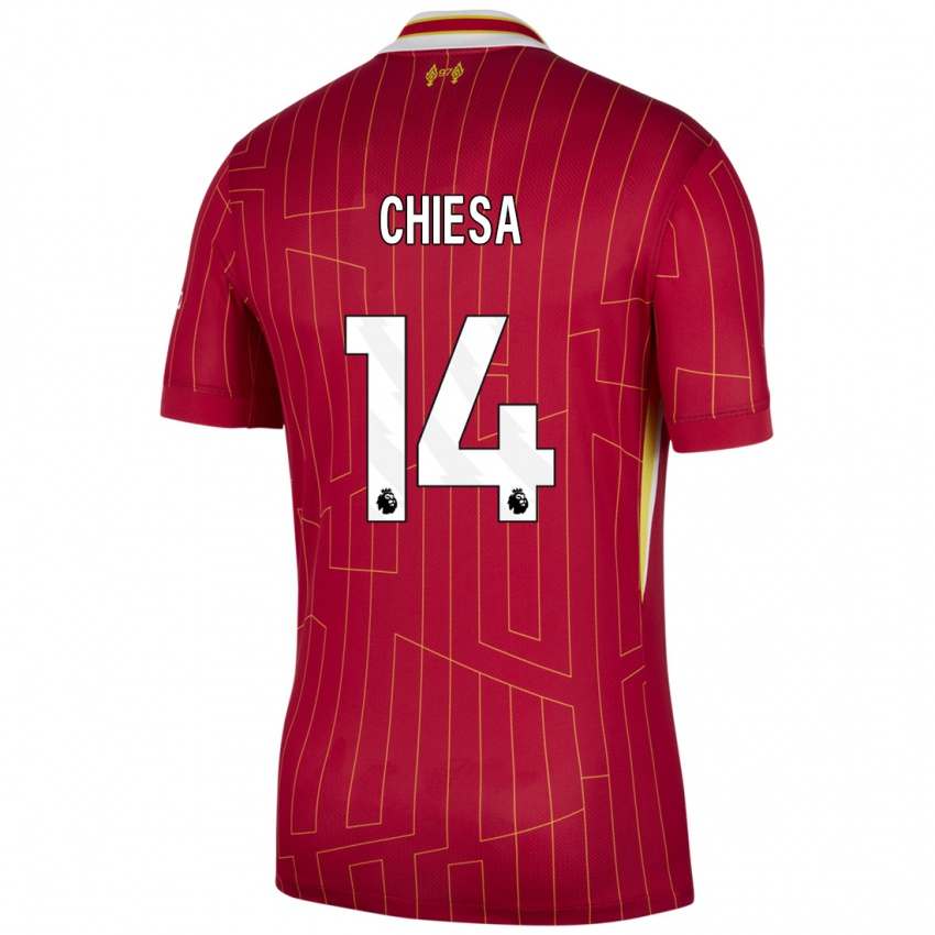 Kinderen Federico Chiesa #14 Rood Geel Wit Thuisshirt Thuistenue 2024/25 T-Shirt