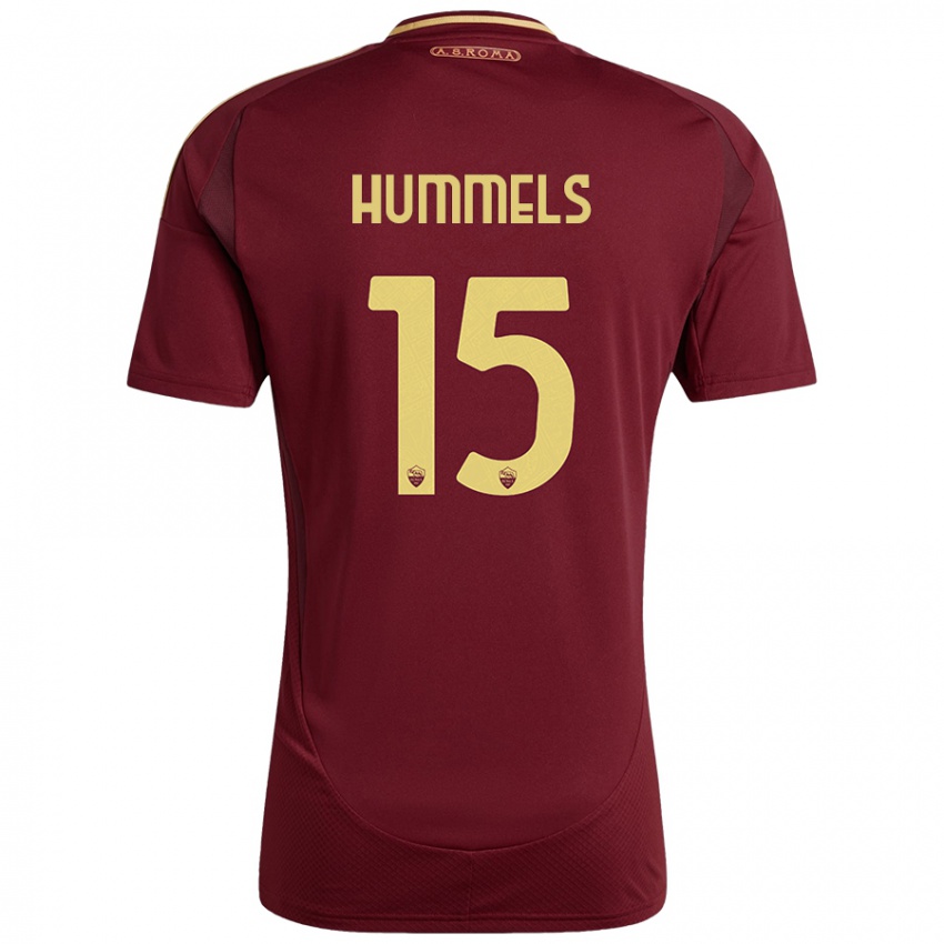 Kinderen Mats Hummels #15 Rood Bruin Goud Thuisshirt Thuistenue 2024/25 T-Shirt