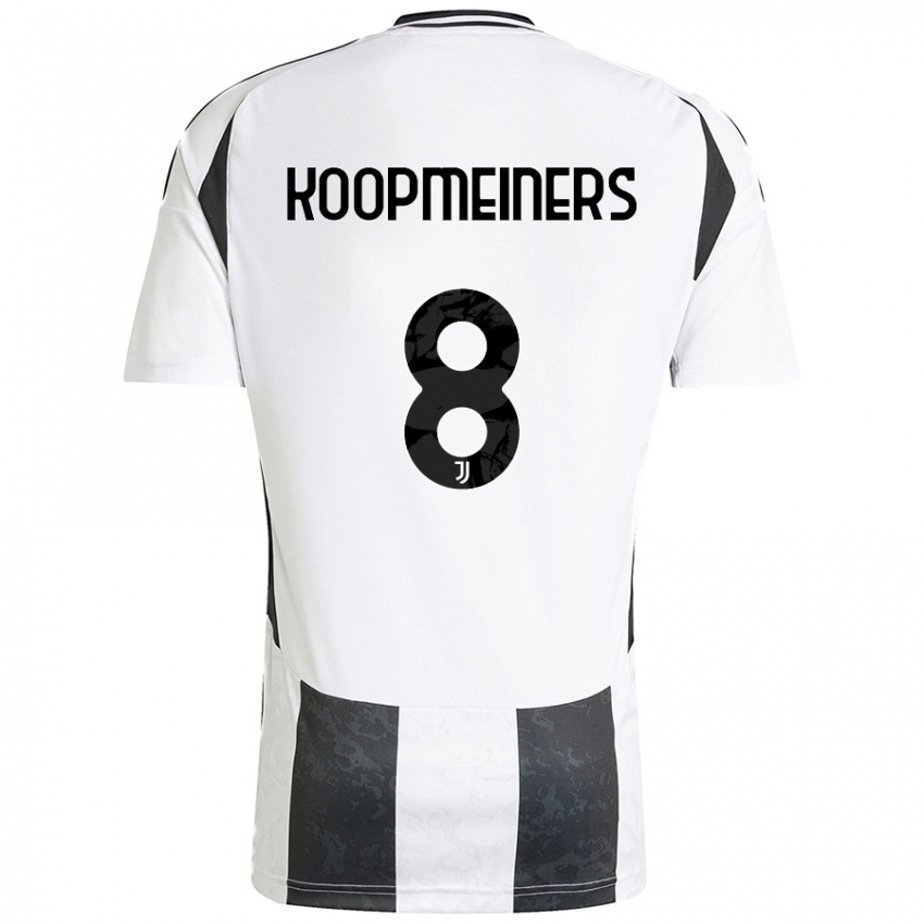 Kinderen Teun Koopmeiners #8 Wit Zwart Thuisshirt Thuistenue 2024/25 T-Shirt