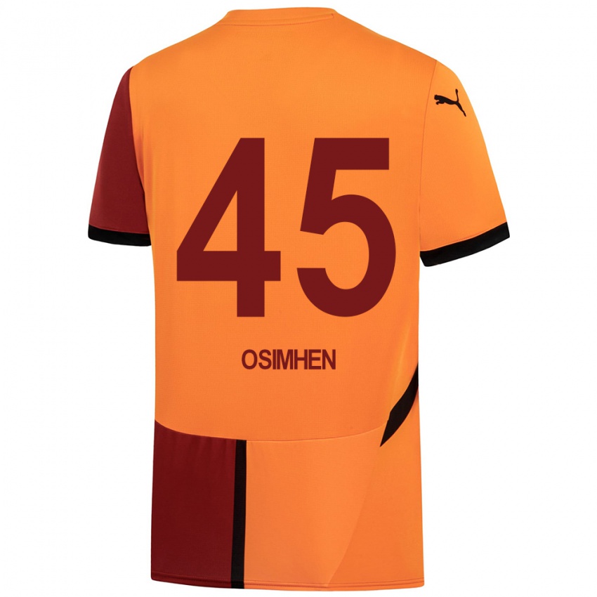 Kinderen Victor Osimhen #45 Geel Rood Thuisshirt Thuistenue 2024/25 T-Shirt