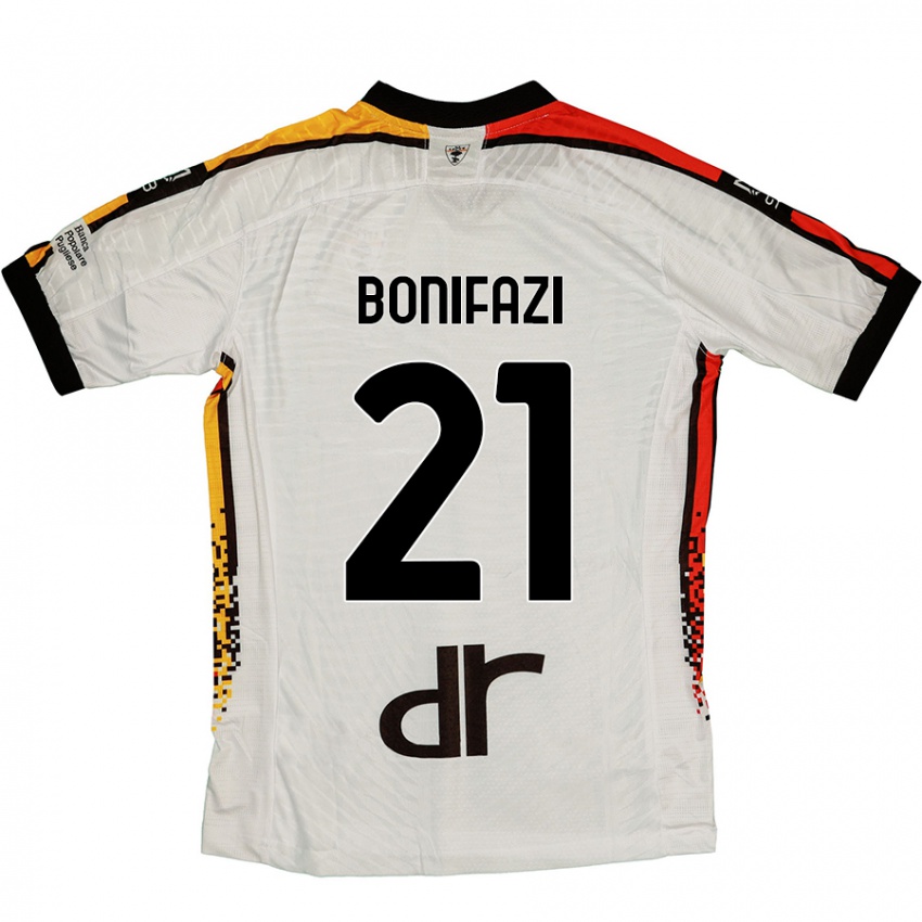 Kinderen Kevin Bonifazi #21 Wit Zwart Uitshirt Uittenue 2024/25 T-Shirt