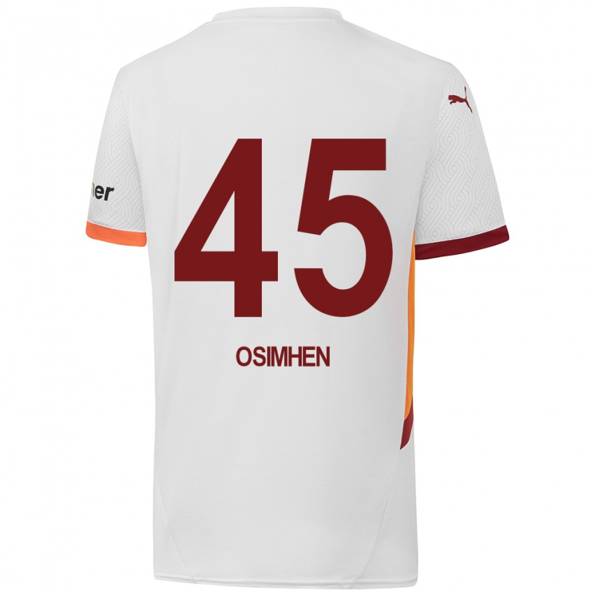 Kinderen Victor Osimhen #45 Wit Geel Rood Uitshirt Uittenue 2024/25 T-Shirt